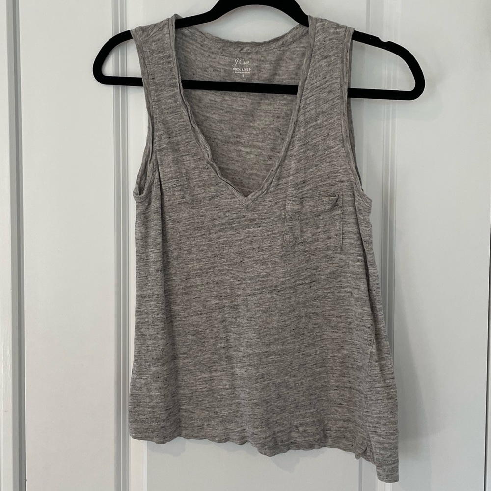 JCrew Linen Grey Tank Top Size Small